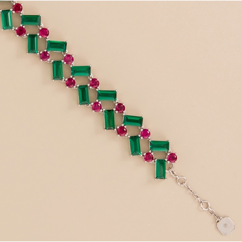 Thumbnail of Dante White Gold Bracelet In Emerald & Ruby image