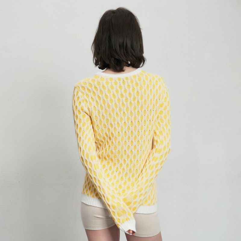 Thumbnail of Bicolor Cable Knit Cotton Sweater Solar Honey image