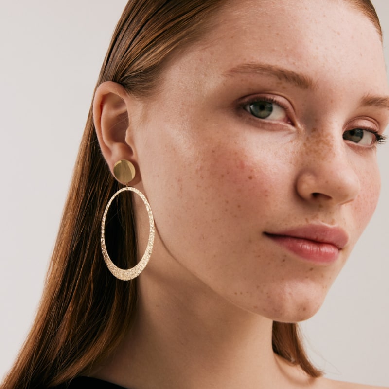 Thumbnail of Hammered Circle Gold Earrings image