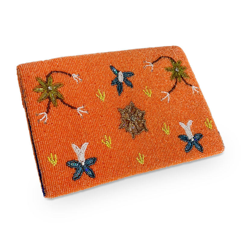 Thumbnail of Hand Beaded Clutch Bag | Love Tiger Orange | Wolf & Badger Exclusive image