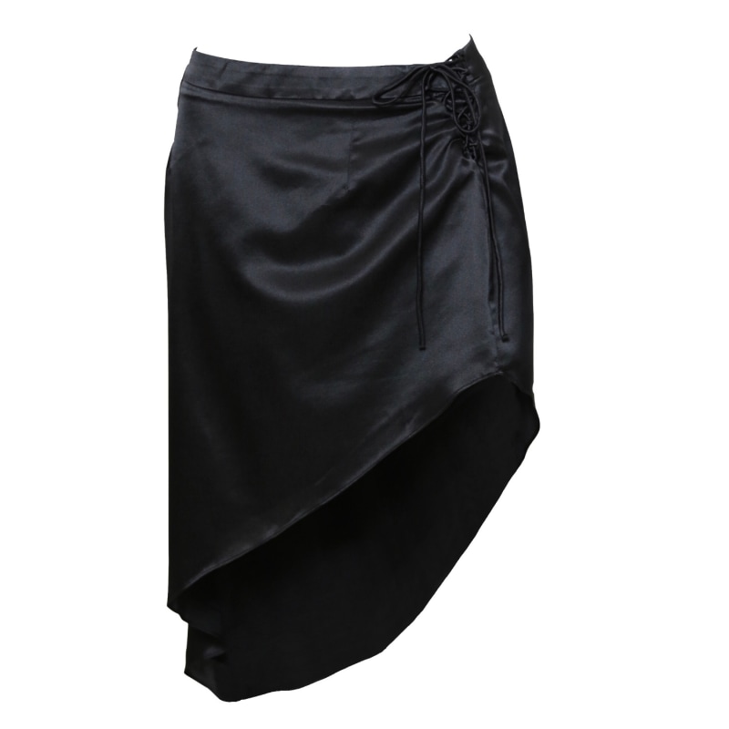 Thumbnail of Bisou Black Silk Midi Skirt image