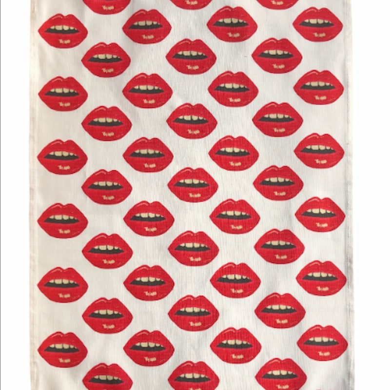 Thumbnail of "Bisous Bisous!" Kiss Kiss Linen-Cotton Tea Towel / Set Of Two image
