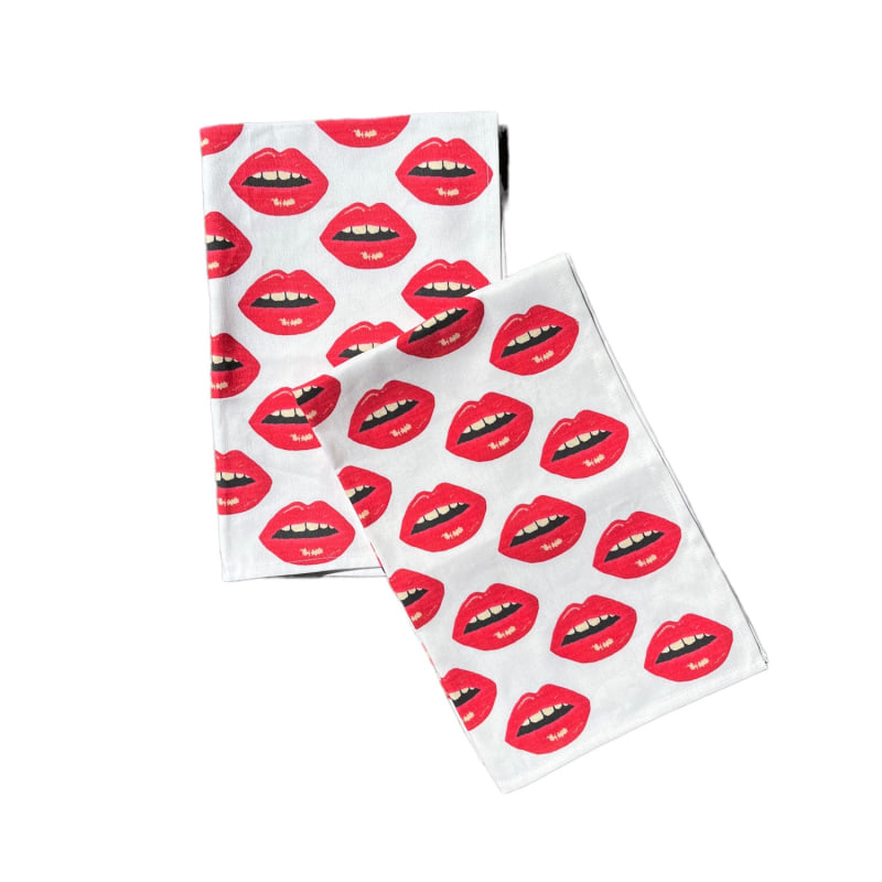 Thumbnail of "Bisous Bisous!" Kiss Kiss Linen-Cotton Tea Towel / Set Of Two image