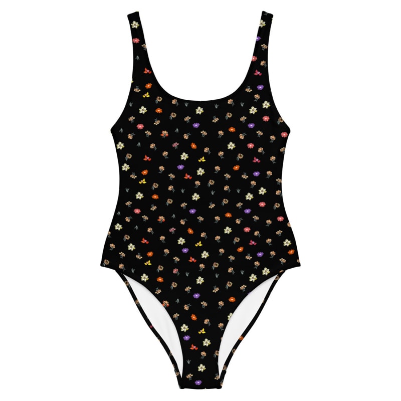 Ditsy Floral Print One Piece Swimsuit Kikina Designs Wolf Badger