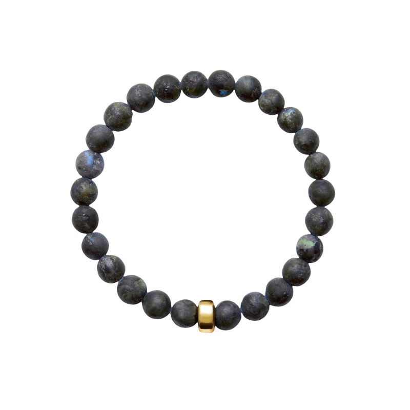 Thumbnail of ARO Men's Larvikite Bracelet Gold Bead - Large image