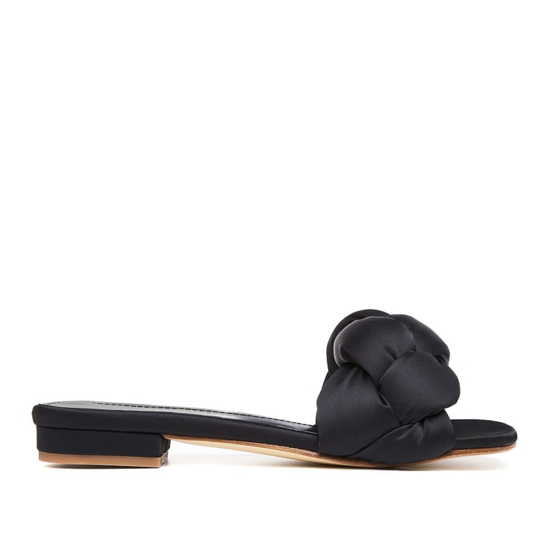 Black satin slippers top