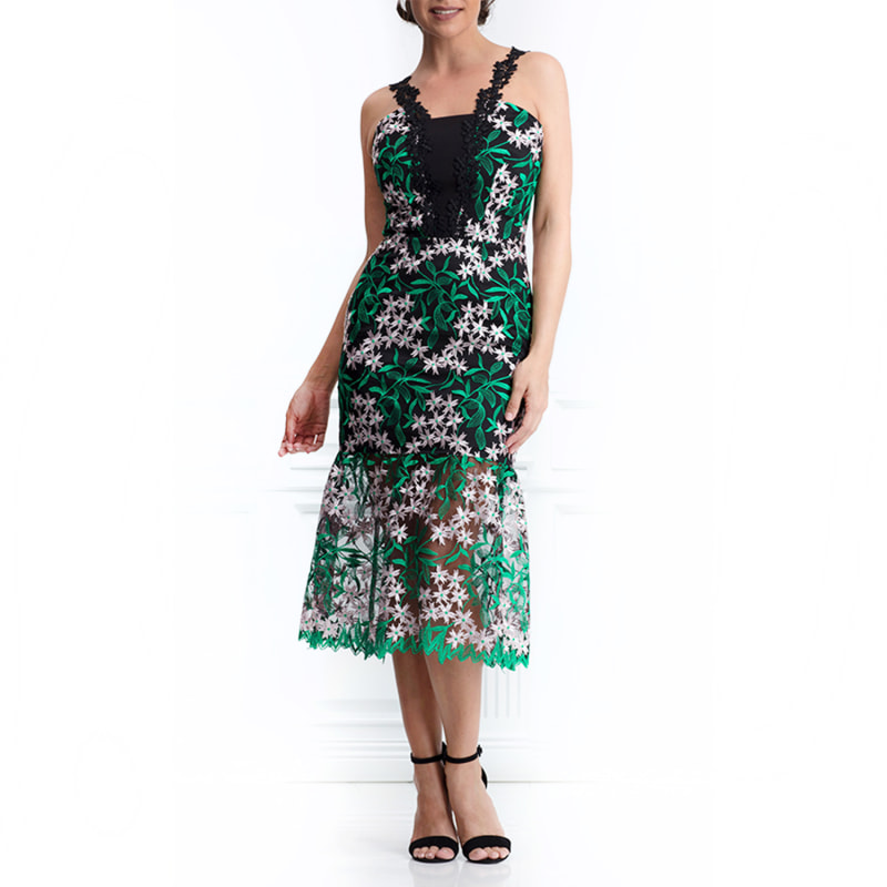 Thumbnail of Black And Green Lace Dress image