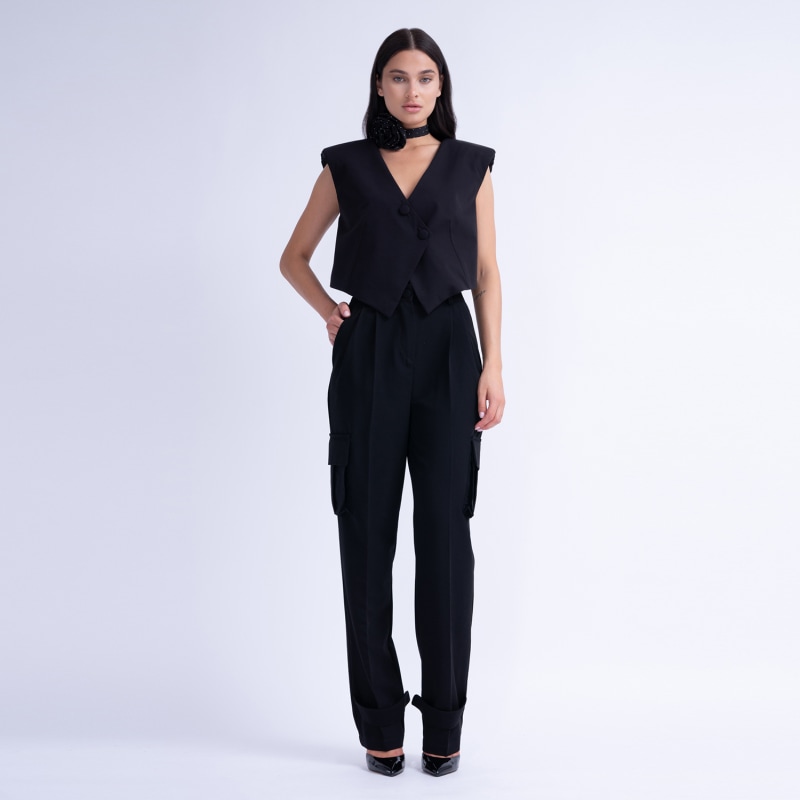 Black Cargo Trousers by BLUZAT