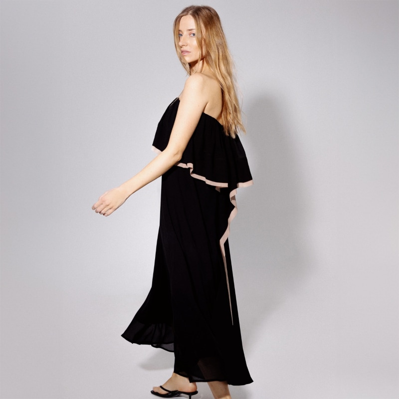 Thumbnail of Black Chiffon Strapless Maxi Dress image