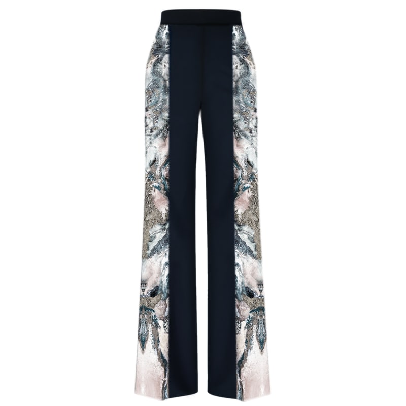 Thumbnail of Black Crepe Trouser With Silk Printed Sides image