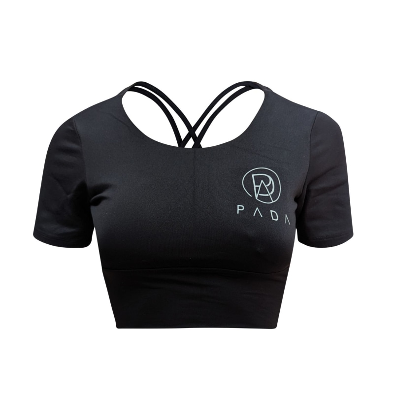 Thumbnail of Black Criss-Cross Cropped Gym Top With In Built Sports Bra image