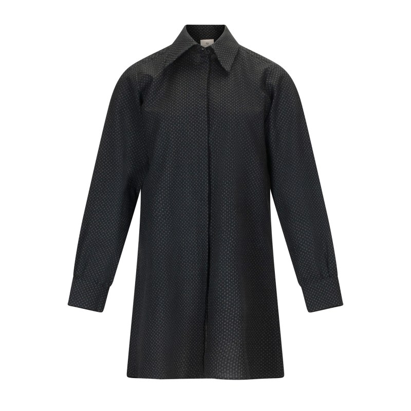 Thumbnail of Black Green Cotton Seersucker Shirtdress image