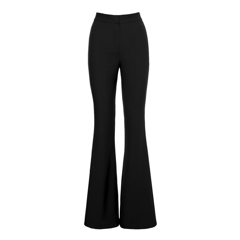 Women's Black High-Waisted Flared Trousers | Large | Bluzat