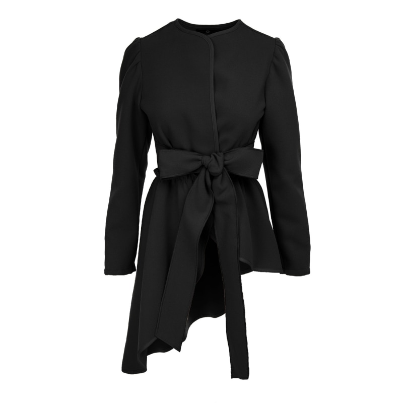Asymmetrical belted wrap coat hotsell