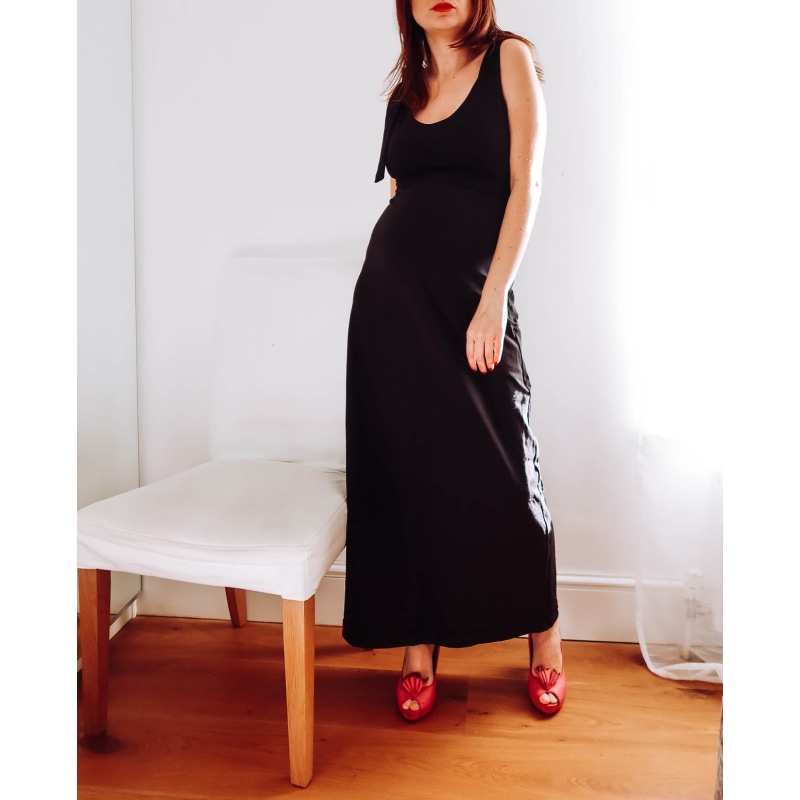 Thumbnail of Black Lace Back Cotton Maxi Dress image