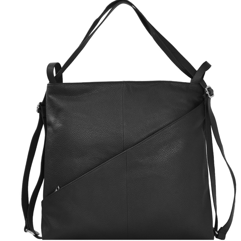 Black Leather Convertible Tote Backpack by Brix Bailey
