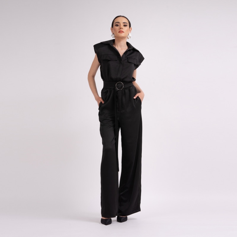 Thumbnail of Black Maxi Jumpsuit With Oversized Shoulders image