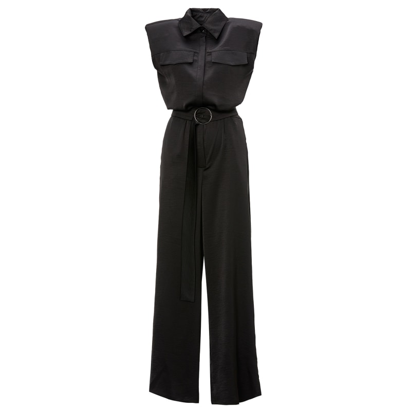 Thumbnail of Black Maxi Jumpsuit With Oversized Shoulders image