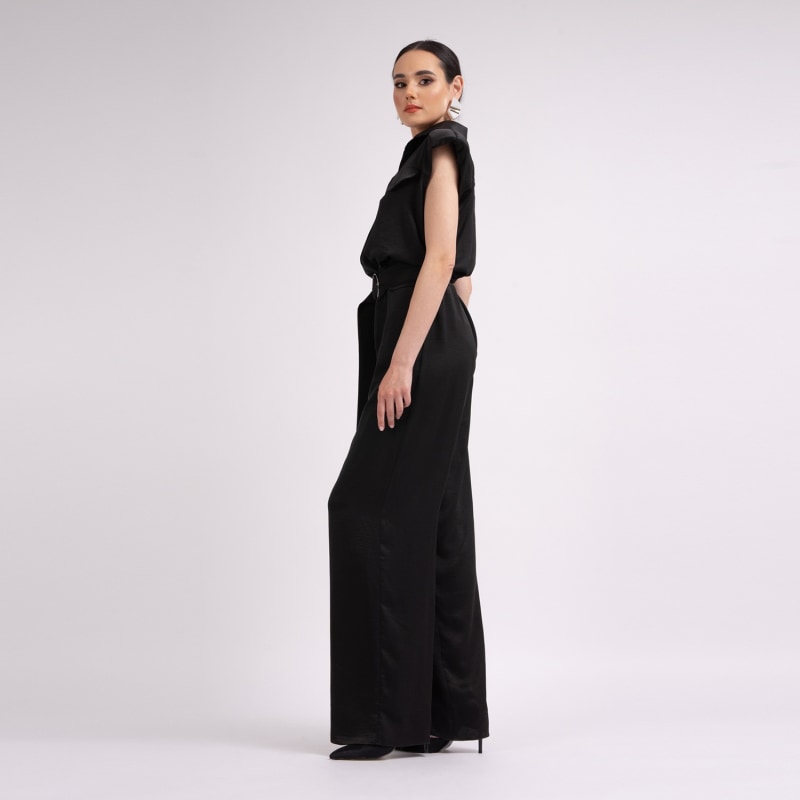 Thumbnail of Black Maxi Jumpsuit With Oversized Shoulders image