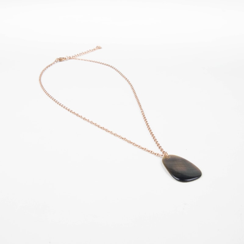 Thumbnail of Black Mother-Of-Pearl Trapezoid Necklace With Rose Gold Chain image