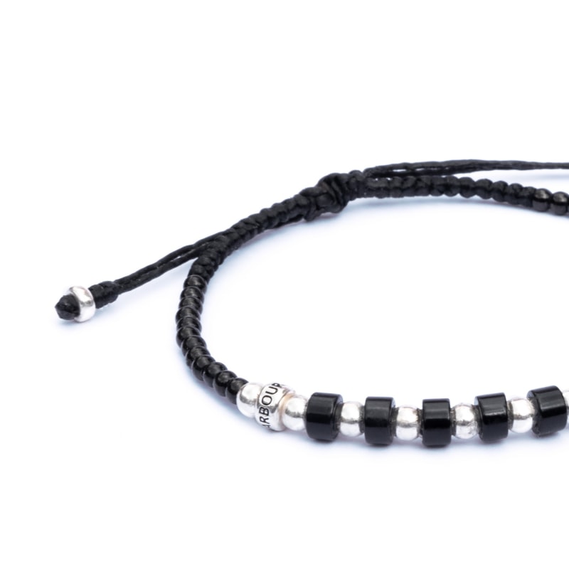 Thumbnail of Black Onyx Stone And Silver Women Rope Bracelet - Onyx Gaia image