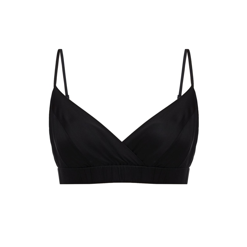 Black Organic Peace Silk Bra Top with Elasticated Underband, Pure One