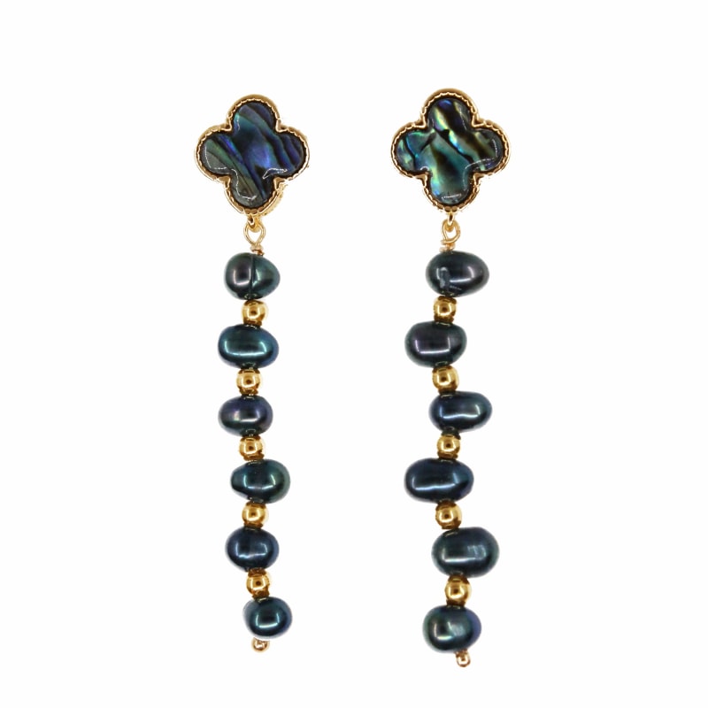Thumbnail of Black Pearl Clover Earrings image