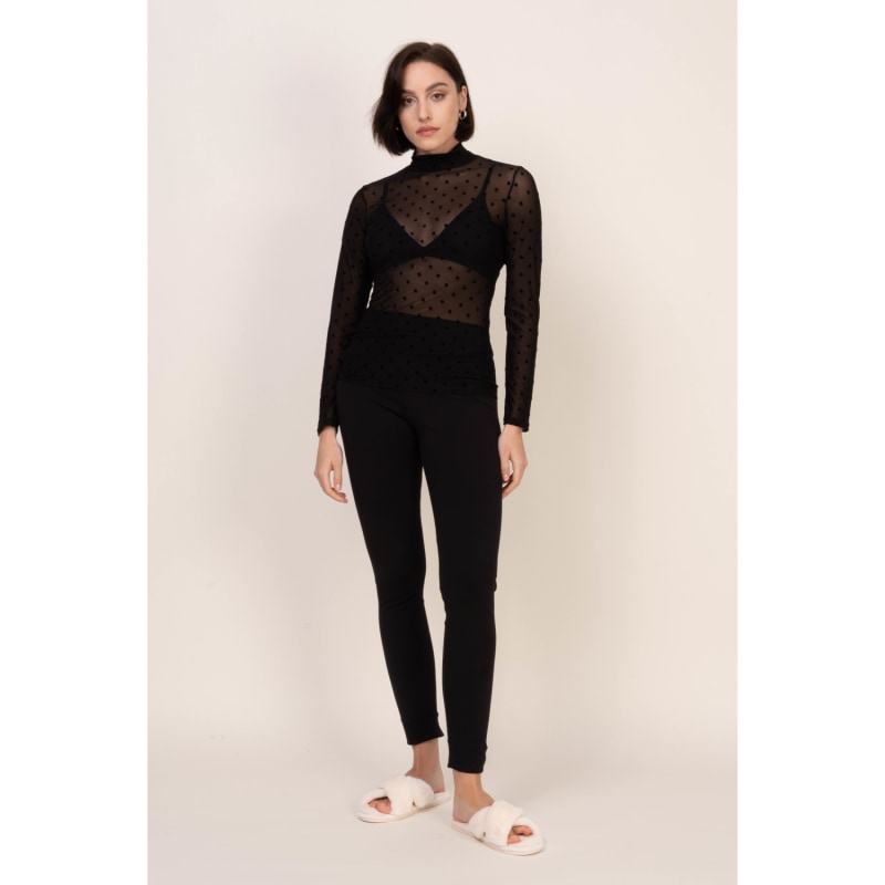 訳あってお買い得！30～80％OFF With Blouse Sheer Dot Polka Black Turtleneck Oh!Zuza | トップス