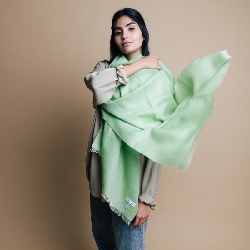 Thumbnail of Green Premium Baby Alpaca & Silk Shawl Scarf image