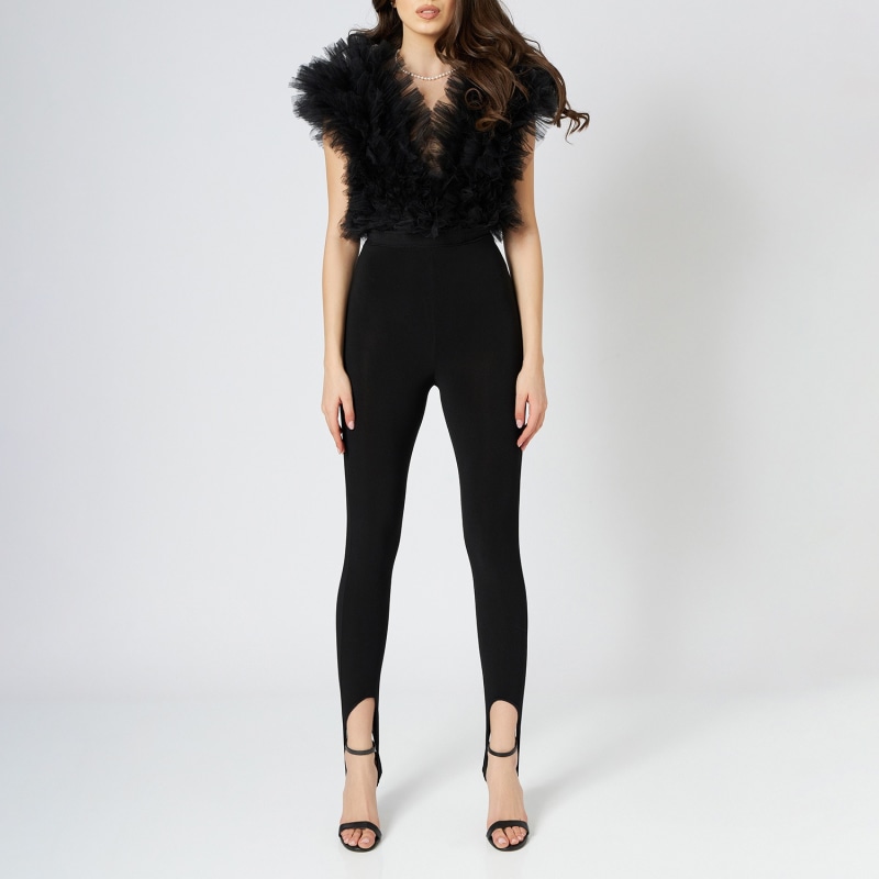 Living for Luxury Black Feather Sleeveless Bodysuit