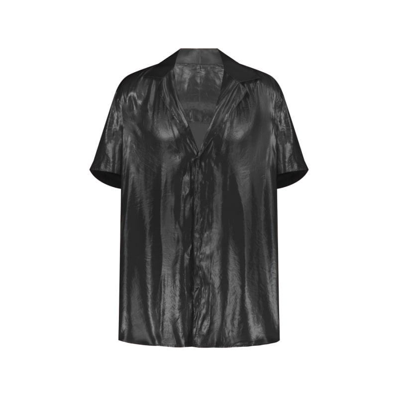 Thumbnail of Black Satin Short Sleeve Shirt image