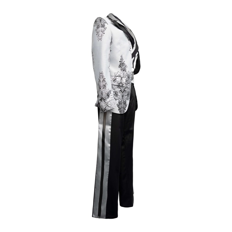 Thumbnail of Trousers In Black Satin With Silver Contrast Panel: image