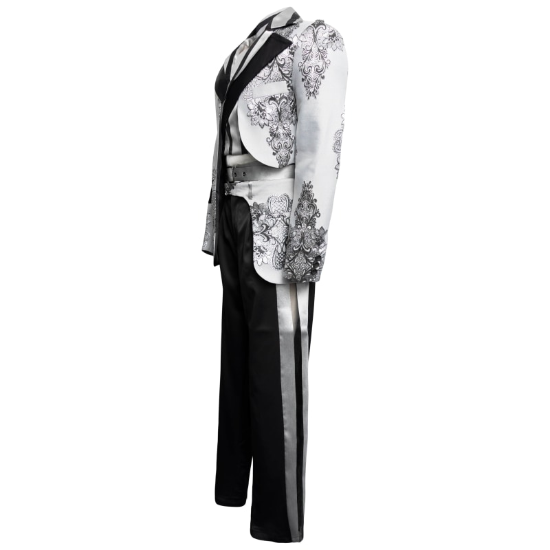 Thumbnail of Trousers In Black Satin With Silver Contrast Panel: image
