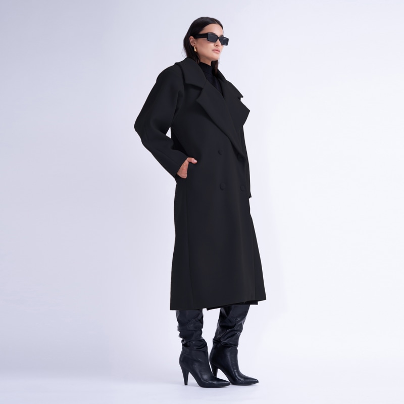Black structured coat top