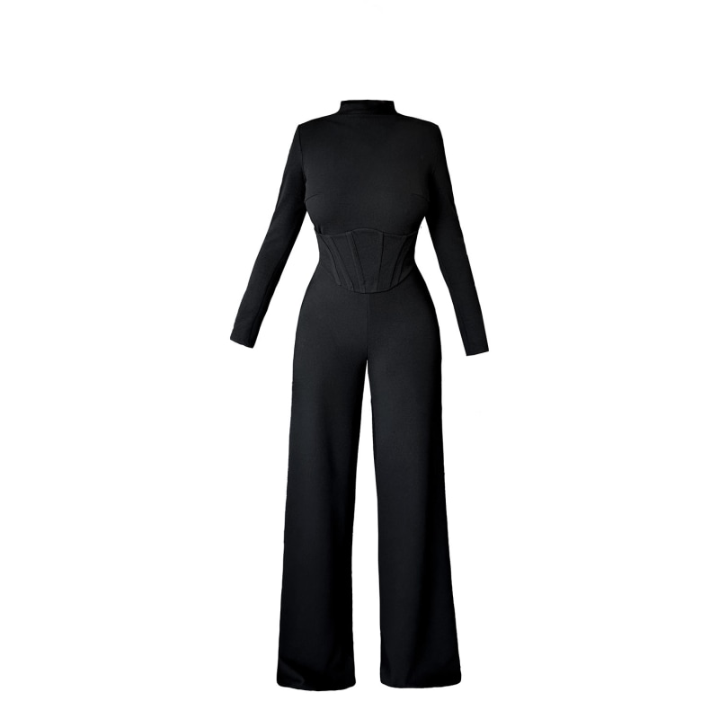 Thumbnail of Black Turtleneck Corset Palazzo Jumpsuit image