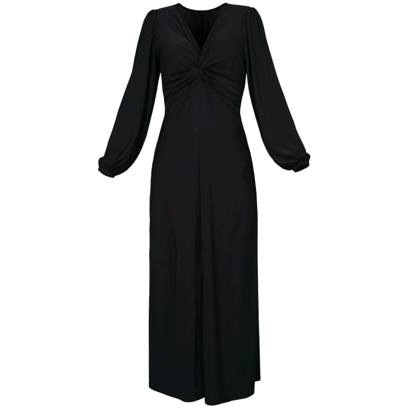 Thumbnail of Black Twisted Front Dress | Wanda Black Soft Jersey Maxi Dress image