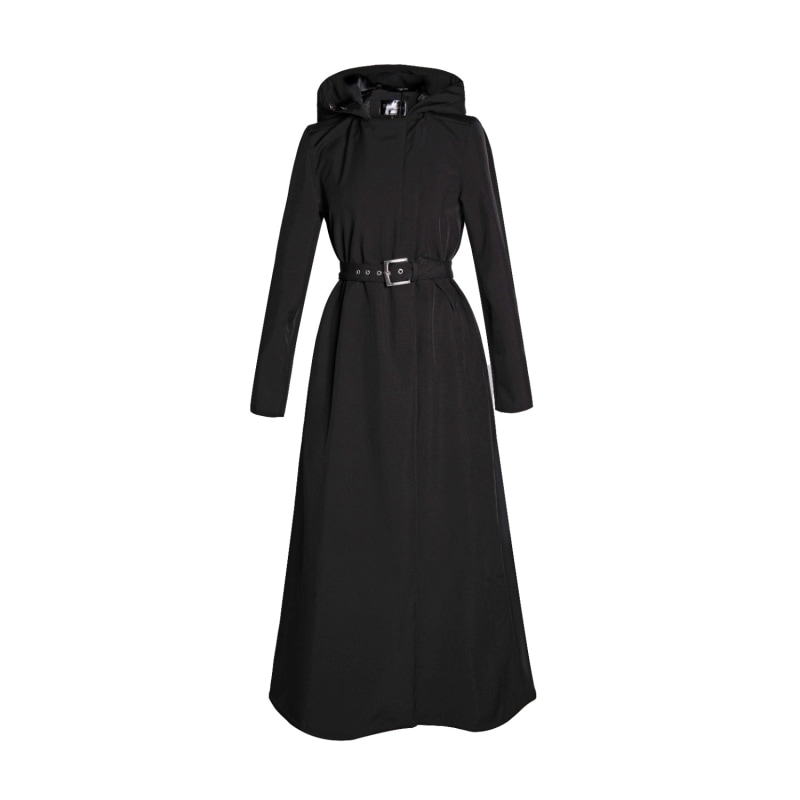 Long Black Waterproof Coat In A Line Cut Black Classic by RainSisters