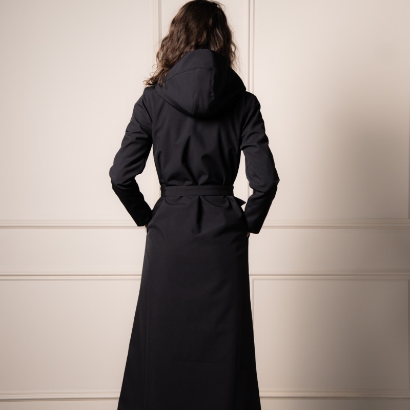 Long Black Waterproof Coat In ALine Cut Black Classic RainSisters