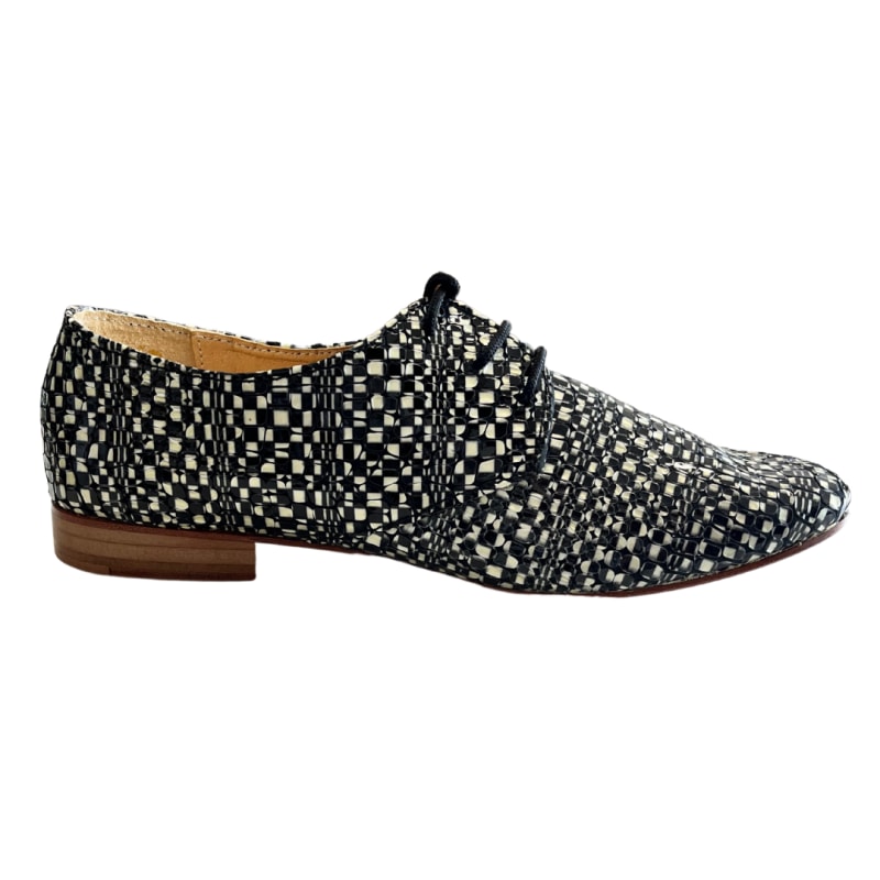 Black and white checkered dress shoes top