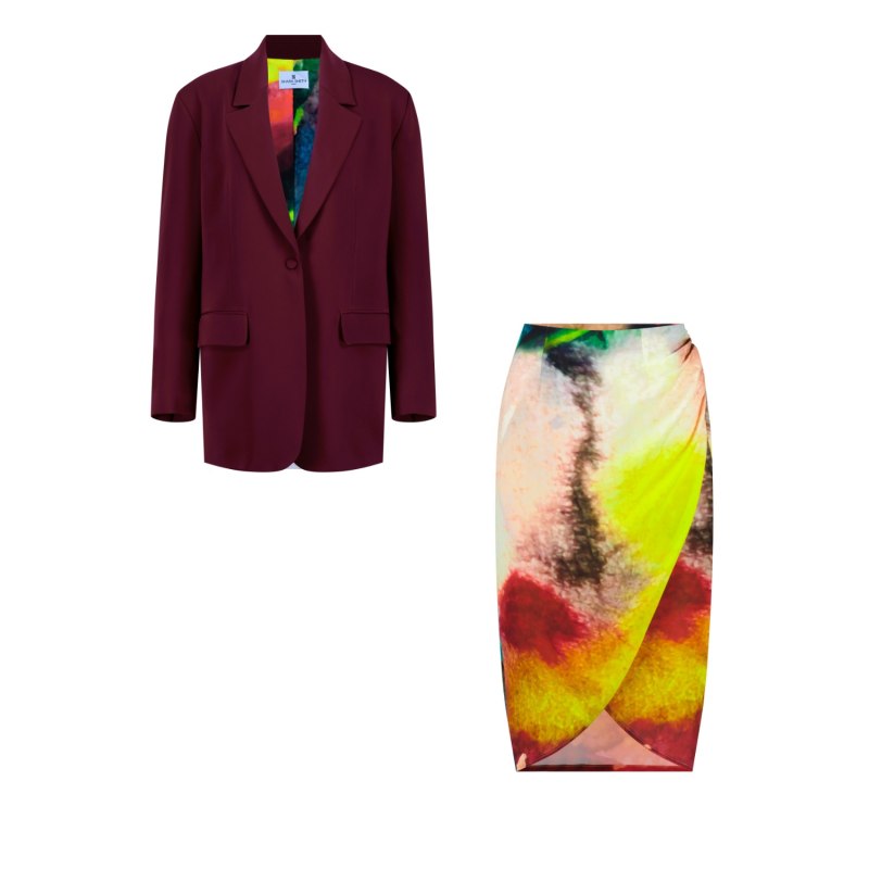 Blazer Midi Skirt Set DHARA SHETH DUBAI Wolf Badger