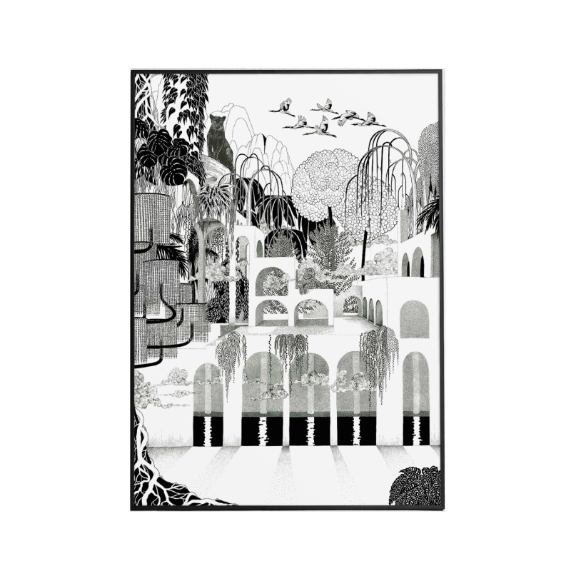 Thumbnail of Where The Cats Dream Monochromatic - Signed Art Print A3 image