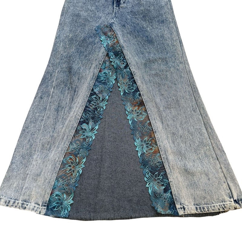 Blue Bow Tassel Denim Skirt