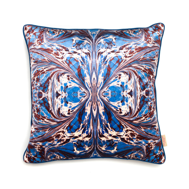 Thumbnail of Blue Fantasy Kaleidoscope Velvet Cushion image