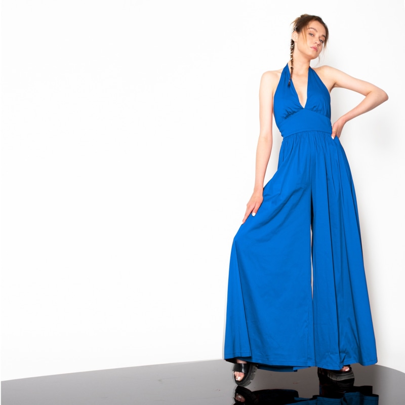 Blue Halter Neck Jumpsuit by gaffer fluf