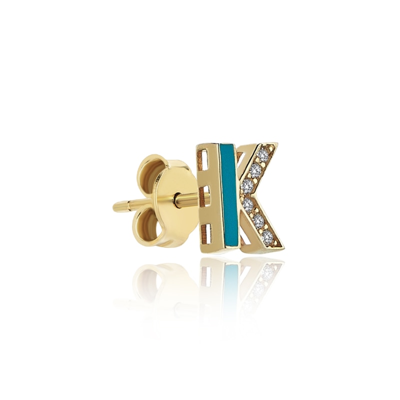 Thumbnail of Blue K Initial Single Earring In 14K Gold image