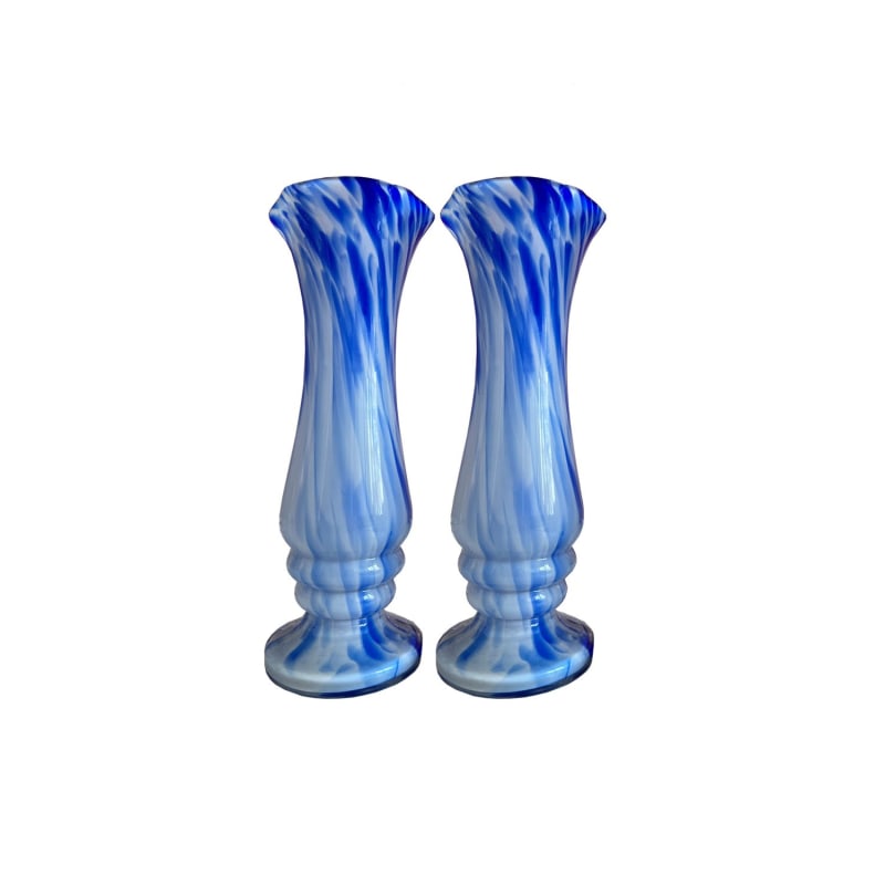 Thumbnail of Pair Of Vintage Pop Art Glass Vases - Blue image