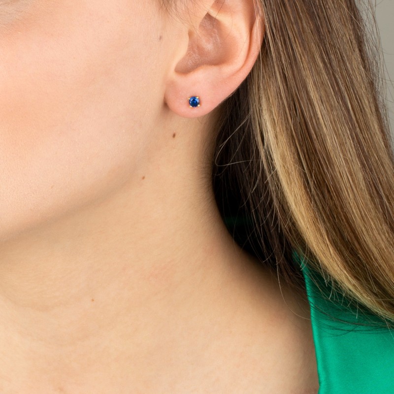 Thumbnail of Blue Round Cut Mini Stud Earring image