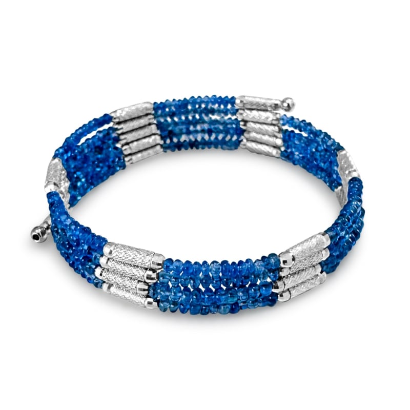 Thumbnail of Blue Sapphire Beads & Magnet Necklace In Platinum image