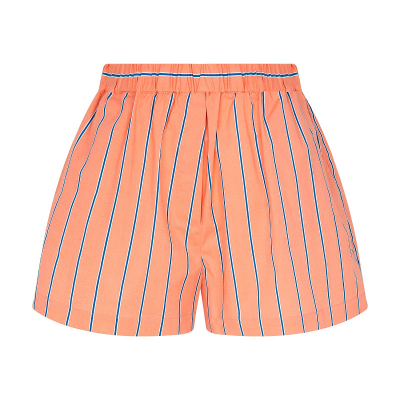 Thumbnail of Blue Striped Elastic Waist Shorts Pink image