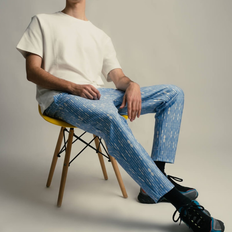 Blue Unisex Joggers Pants Iniqual Wolf Badger